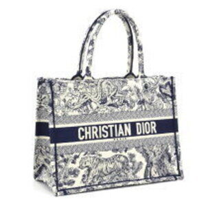 Christian Dior Toile de Jouy Embroidery Tote Bag Navy